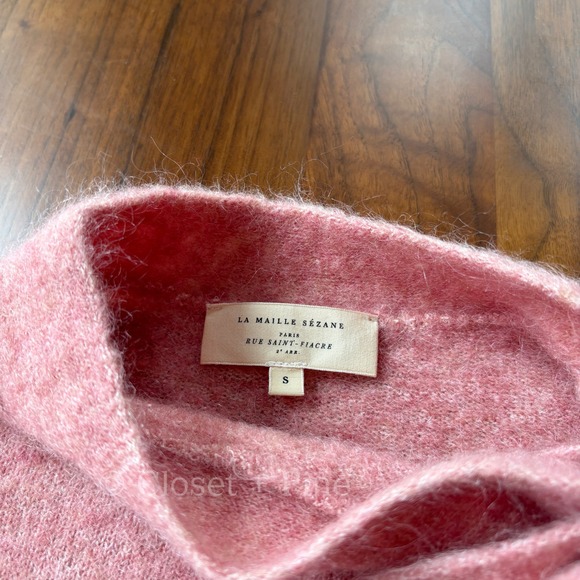 Sezane Zita Jumper Sweater Rosewood Pink Size Small Tie Neck Bow Detail - Picture 4 of 15